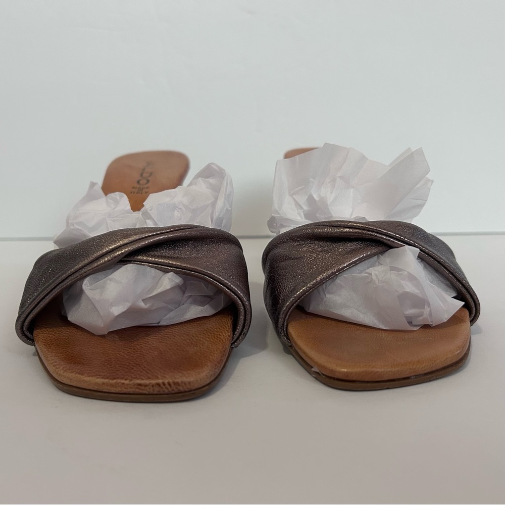 Aldo Gold Metallic Twist Wedge Slide Sandal - Picture 6 of 10